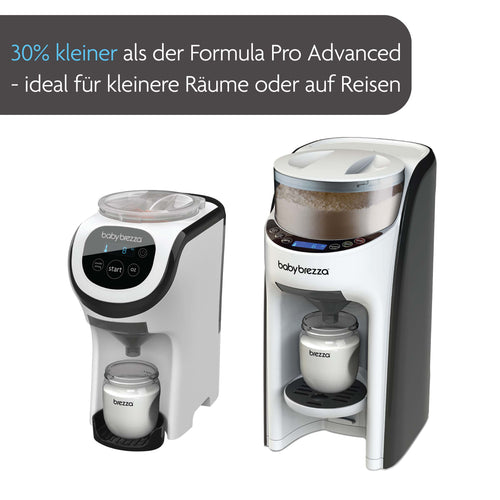 Zwei Produkte von Baby Brezza.de, der Formula Pro Mini und der Bottle Washer Pro, verfügen über ein Flaschenfach an der Basis. Der Formula Pro Mini ist 30 % kompakter und somit ideal für Reisen oder beengte Platzverhältnisse. - product thumbnail