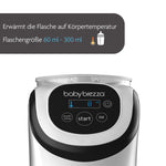 Nahaufnahme des Bildschirms einer Baby Brezza.de-Maschine mit Bedienelementen zum Erwärmen von Flaschen auf Körpertemperatur für Größen von 60 ml bis 300 ml. Symbole zeigen Flasche, Thermometer und Temperaturanzeige an – die ideale Ergänzung zu Ihrem Formula Pro Mini- oder Bottle Washer Pro-Setup. - product thumbnail