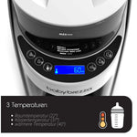 Eine Draufsicht des Baby Brezza.de Formula Pro Advanced & Sterilizer Dryer Advanced zeigt eine digitale Anzeige bei „60 ml“ mit Symbolen für die Temperaturen 22 °C, 37 °C und 40 °C neben Thermometer- und Babyflaschensymbolen, ideal für präzise Fütterungsbedürfnisse mit Dampfsterilisationstechnologie. - product thumbnail