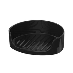 Das Formula Pro Mini Abtropfgitter von Babybrezza.de ist eine elegante, schwarze, ovale Seifenschale mit erhöhten Lamellen zum Abtropfen. Sein minimalistisches Design und die leicht erhöhten Seiten erhöhen die Funktionalität und sorgen gleichzeitig für ein stilvolles Aussehen.