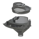 Die transparente mechanische Komponente, ähnlich dem Formula Pro Advanced Trichterset von Babybrezza.de, verfügt über eine trichterförmige Basis und einen runden oberen Abschnitt, die nahtlos ineinander passen und einem Ersatzteil für ein fortschrittliches Flüssigkeits- oder Materialhandhabungssystem ähneln. - product thumbnail