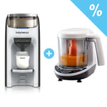 Die Modelle Formula Pro Advanced und Food Maker Deluxe von Babybrezza.de werden nebeneinander mit einem Prozentsymbol in der blauen Ecke präsentiert, das auf einen Sonderrabatt oder ein Bundle-Angebot hinweist. - product thumbnail