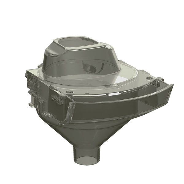 Das Formula Pro Mini Trichterset von Babybrezza.de ist ein transparentes Industriebauteil aus Kunststoff mit trichterförmigem Boden, abgerundeter Spitze und geometrischen Aussparungen, ideal für die Handhabung von Flüssigkeiten oder Materialien. Perfektes Ersatzteil für Geräte wie das Baby Brezza Formula Pro Mini. - product thumbnail