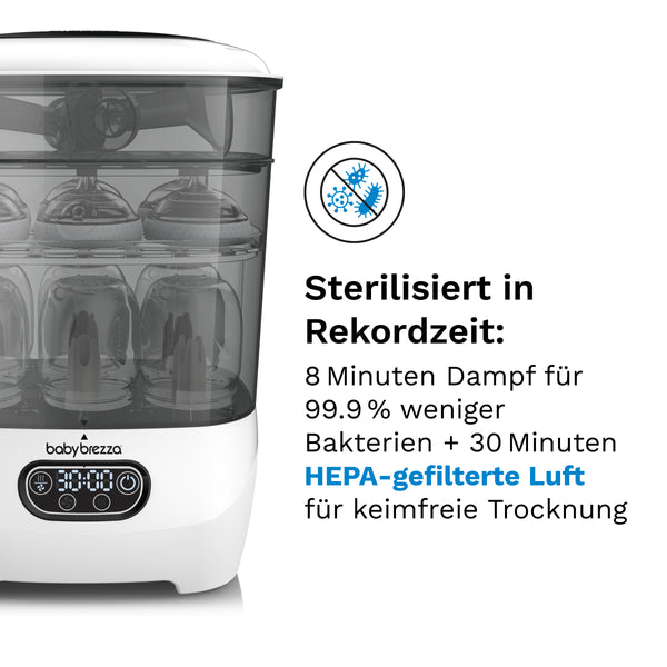 aufbewahrung babyflaschen nach sterilisation Baby Brezza Sterilizer Dryer Advanced: Babyflaschen Sterilisator mit Dampfsterilisation für saubere Fläschchen