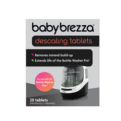 Die Verpackung der „Entkalkungstabletten für den Bottle Washer Pro – 60 Stück“ von Baby Brezza.de unterstreicht deren Effizienz bei der Entfernung von Mineralablagerungen und der Verlängerung der Lebensdauer Ihres Geräts. Sie enthält 60 einzeln verpackte Tabletten zur effektiven Entkalkung.